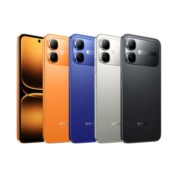 Infinix  Smart 20 Five smartphones in different colors on a white background