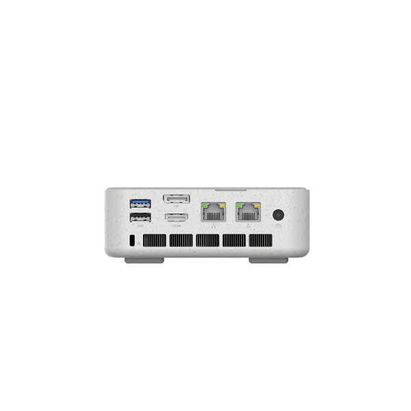 White electronic device with ports on a white background