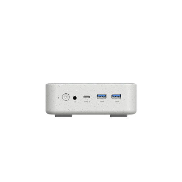 White electronic device with ports on a white background
