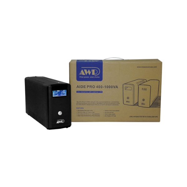 AWP AID1000 Pro LCD 1000VA/600W Line Interactive UPS 600W-1000VA UPS